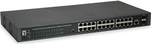 LevelOne Switch 24x GE GEP-2652 2xGSFP 19" 370W 24xPoE+