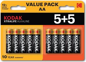 Kodak XTRALIFE Alkaline AA Battery 10 (5+5 pack)