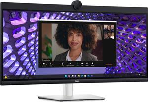 Monitor DELL P3424WEB Curved Video Conferencing 34", 3440x1440 WQHD, IPS Antiglare, 21:9, 1000:1, 300 cd/m2, 8ms/5ms, 178/178, DP, HDMI, 2xUSB-C (DP/PD), USB-B, 2xUSB 3.2, RJ-45, 2x5W Speakers, Cam, M