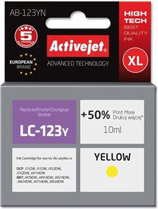 Activejet AB-123YN Ink cartridge (replacement for Brother LC123Y/121Y; Supreme; 10 ml; yellow)