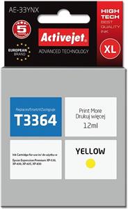 Activejet AE-33YNX Ink Cartridge (replacement for Epson 33XL T3364; Supreme; 12 ml; yellow)