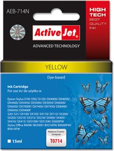 Activejet AEB-714N Ink cartridge (replacement for Epson T0714, T0894, T1004; Supreme; 15 ml; yellow)