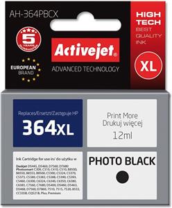 Activejet AH-364PBCX HP Printer Ink, Compatible with HP 364XL CB322EE; Premium; 12 ml; black, photo.