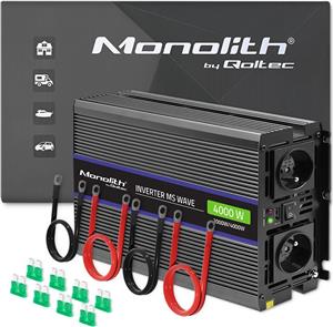 Qoltec Monolith 4000 MS Wave Voltage Converter | 12V to 230V | 2000/4000W | USB