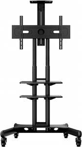 ONKRON Mobile TV Stand for 40-70” TVs with Wheels Shelves Height Adjustable Rolling TV Cart, Black