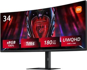 XIAOMI 2K Curved Gaming Monitor G34WQI - 34", UltraWide, 144Hz, WQHD, FreeSync