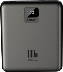 CANYON power bank PB-2008 LED FLAT 20000 mAh PD100W QC3.0 Dark Grey