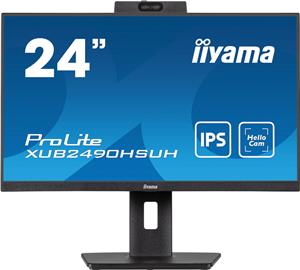 61cm/24" (1920x1080) Iiyama ProLite XUB2490HSUH-B1 16:9 FHD IPS 4ms 100Hz HDMI DP USB Webcam Speaker Pivot Black