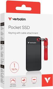 SSD Pocket Verbatim #32192 1TB 3.2 Gen 2, USB-C, crno/crveni