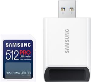 SD Card 512GB Samsung SDXC PRO Ultimate CL10 Reader retail