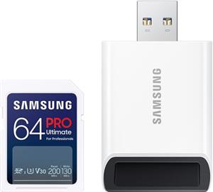 SD Card 64GB Samsung SDXC PRO Ultimate CL10 Reader retail