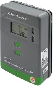 Qoltec Solar MPPT Charge Controller with Temperature Sensor 20A |12V/24V | LCD | 2 x USB