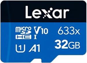 Micro SDHC card Lexar High-Performance 633x, 32GB, 100MB/s, U1, V10, A1, UHS-I