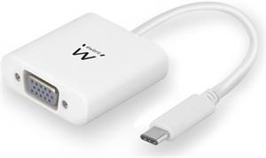 Adapter USB-C to VGA, 1080p 60Hz, White, Ewent EC1050