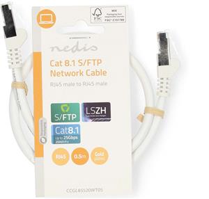 Kabel NEDIS CCGL85520WT05, Patch, CAT8.1 S/FTP, bijeli, 0.5m