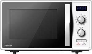 Toshiba MW2-AG23P(WH) 3-in-1 Microwave Oven with Grill and Combination Hob, 23 Litres, Rotating Plate with Storage, Timer, Built-in LED Lights, 900 W, Grill 1050 W, Pizza Programme, White Size: 485 x 