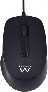 Mouse Ewent Optical with Silent Click, 1000dpi, black, USB