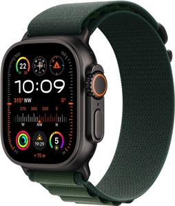 Apple Watch Ultra 2 GPS + Cellular 49mm Black Titanium Case with Dark Green Alpine Loop - Medium