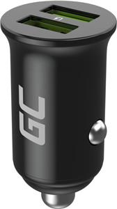 Green Cell GC CADM-GC-36AA - USB-Ladegeraet 36 W 2x USB-A schwarz Flashlight, GPS, Headphones, Mobile phone, Navigator, Other, Portable speaker, Power bank, Smartphone, Smartwatch, Tablet, Telephone, 