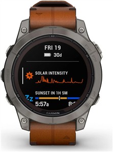 Garmin fenix 7 PRO Sapphire SOLAR Titanium Chestnut kožni remen, 010-02777-30