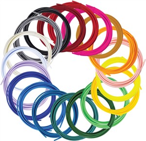 3Doodler Filament FLOW 20 PLA 20 Farben Nachfüllpack Polylactic acid (PLA) Black, Blue, Dark Green, Dark pink, Gold, Green, Lilac, Navy, Orange, Pink, Transparent, White, Yellow