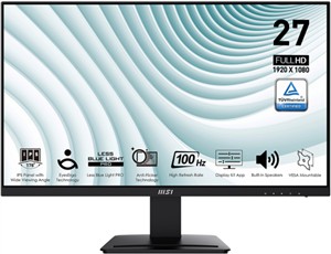 Monitor MSI PRO MP273A 27" / FHD / 100Hz / 1ms (MPRT) (black)