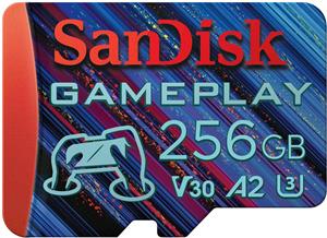 SanDisk GamePlay microSDXC UHS-I Card, 256GB Gaming microSDXC, 190MB/s, 130MB/s W, UHS-I, V30, U3, C10, RPD1