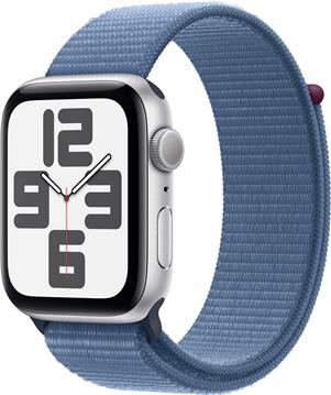 APPLE Watch SE GPS + Cellular 44mm Silver Aluminium Case with Blue Cloud Sport Loop