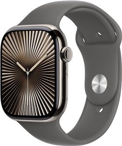 Apple Watch Series 10 GPS + Cellular 46mm Natural Titanium Case with Stone Grey Sport Band - S/M