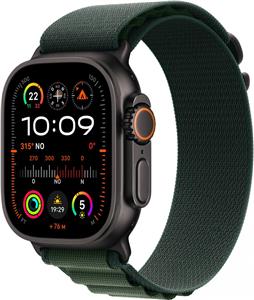 APPLE Watch Ultra 2 GPS + Cellular 49mm Black Titanium Case with Dark Green Alpine Loop - Large