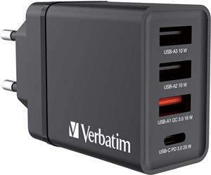 Verbatim zidni punjač 30W, 3×USB-A/1×USB-C