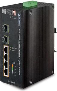 Planet IGS-624HPT, Industrial 4-Port 10 100 1000T 802.3at PoE w 2-Port 100 1000X SFP Ethernet Switch